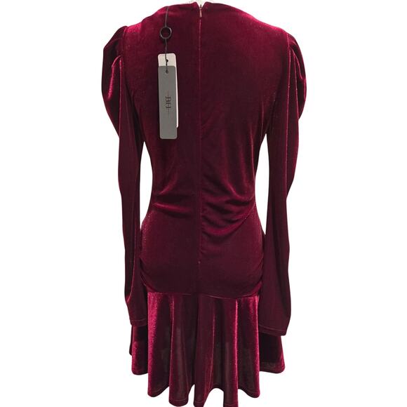 Black Halo NWT Arlo Dark Red Berry Velvet Draped Cocktail Mini Dress, Size 4 - Picture 5 of 12